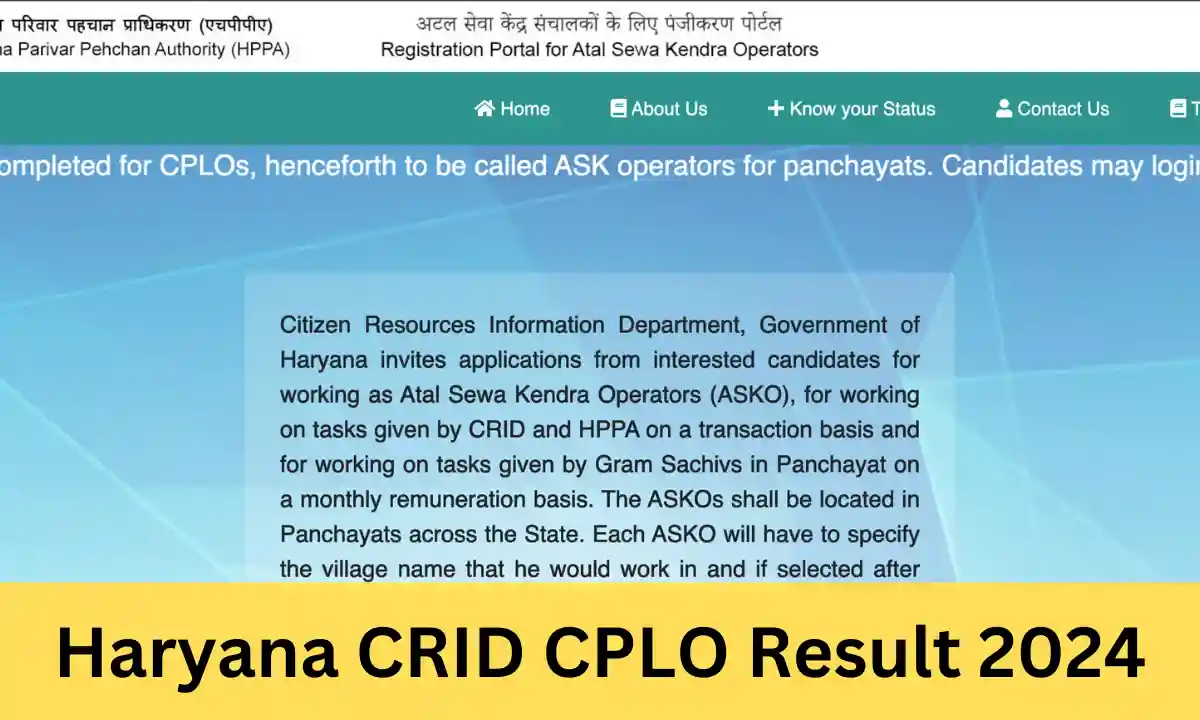 Haryana CRID CPLO Result 2024