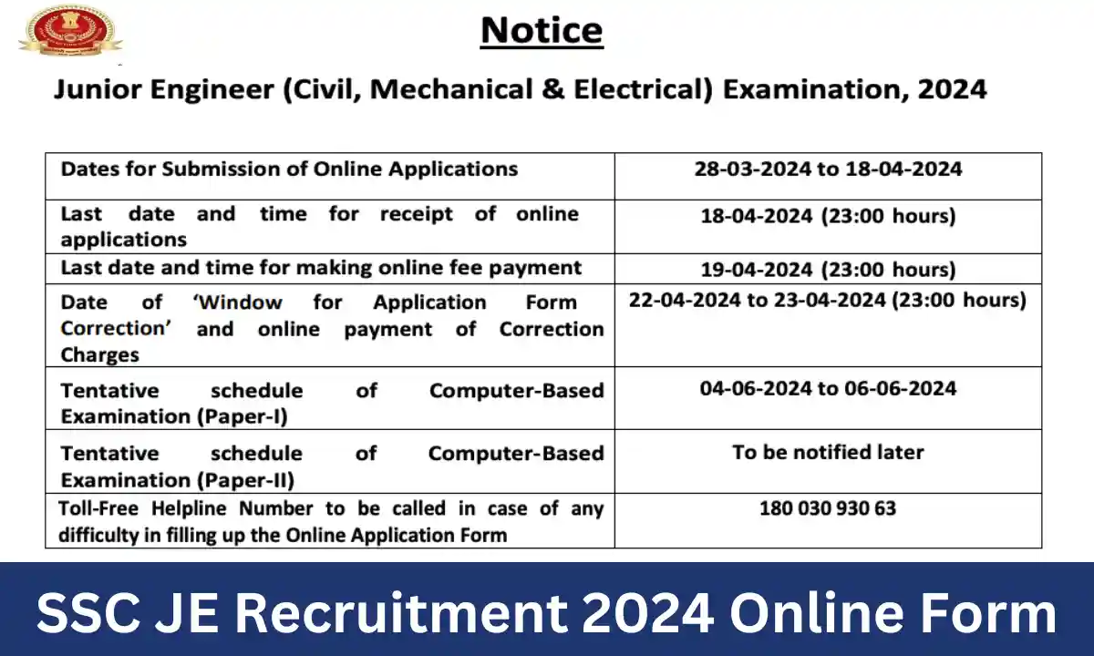 SSC JE Recruitment 2024 Online Form