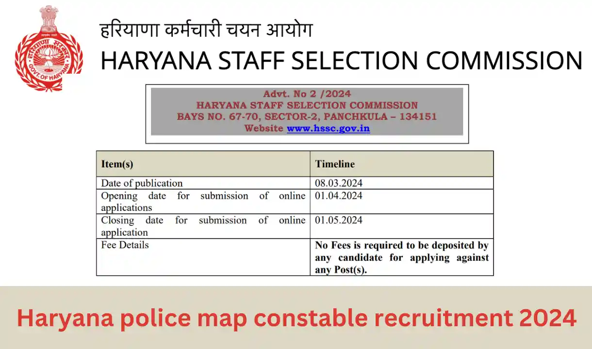 Haryana police map constable recruitment 2024 apply online form