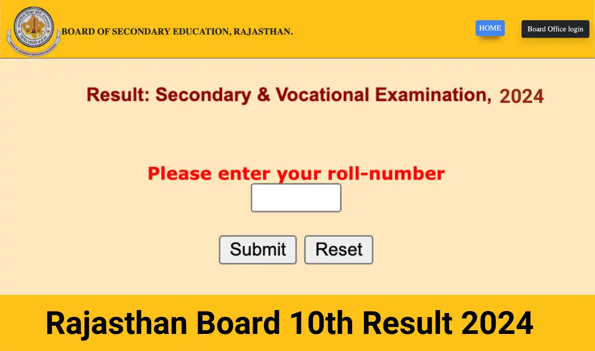 Rajasthan Board 10th Result 2024 Link